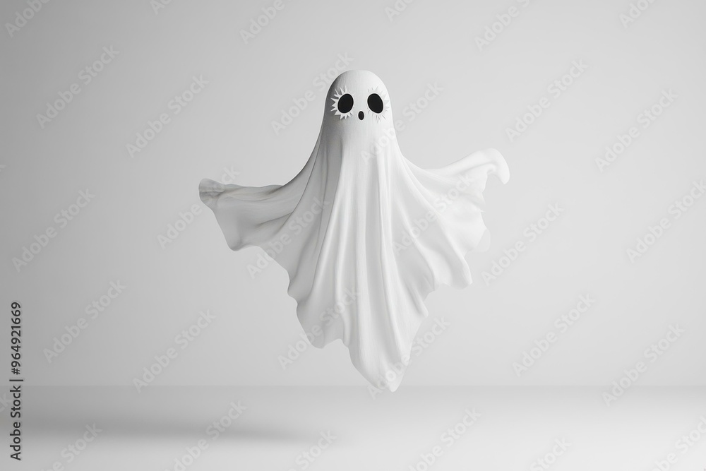 Whimsical Floating Ghost Illustration for Halloween Concept Whimsical Floating Ghost Illustration for Halloween Concept