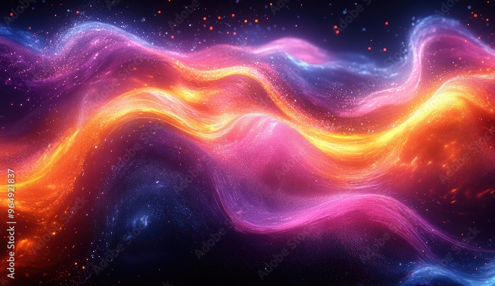 Abstract Colorful Glowing Waves