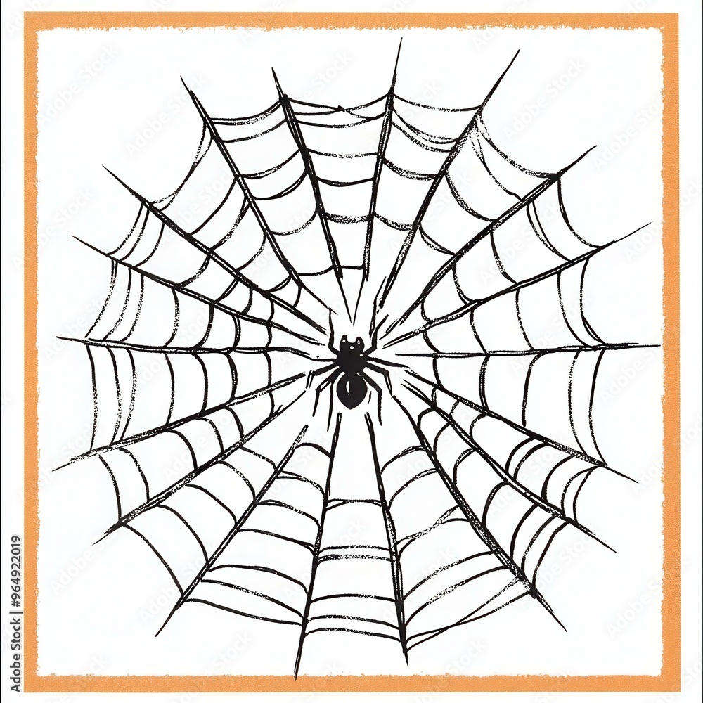 Hand-Drawn Spider and Web Illustration for Halloween Decor - Artistic Halloween-themed illustration Hand-Drawn Spider and Web Illustration for Halloween Decor - Artistic Halloween-themed illustration