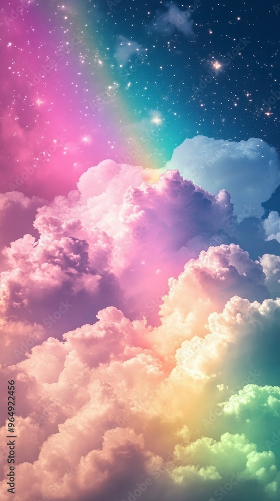 Dreamy Sky with Rainbow and Pastel Clouds Dreamy Sky with Rainbow and Pastel Clouds