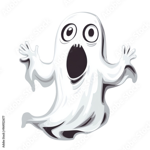 Cartoon Ghost Halloween Illustration on Transparent Background - Fun and engaging Halloween-themed graphic element funny spooky character