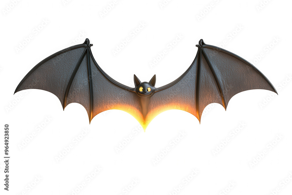 Fototapeta premium Cute Glowing Cartoon Bat on Transparent Background - Playful Halloween Illustration for Kids and Family Festive Marketing