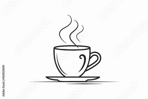 A steaming cup of coffee placed on a saucer, exuding warmth and inviting comfort in a cozy setting perfect for relaxation