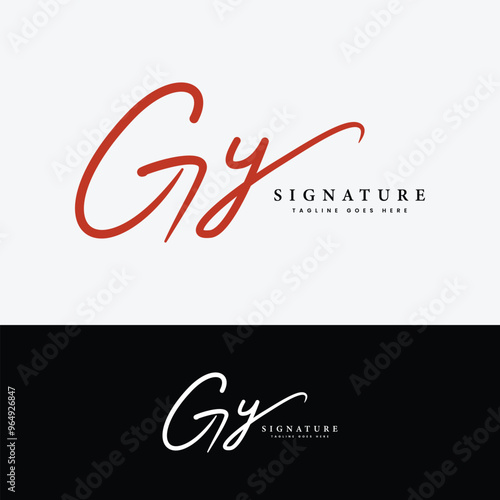 G, Y, GY Initial letter logo. Alphabet GY Handwritten Signature logo photo