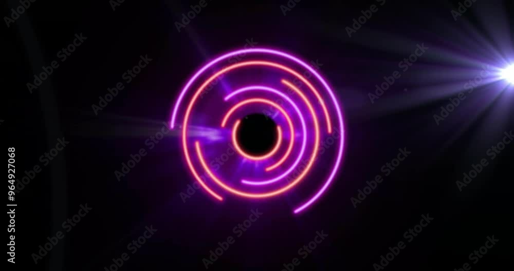Animation of neon circles moving on black background Animation of neon circles moving on black background