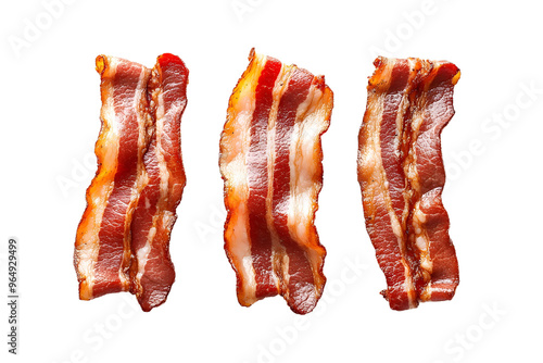 Tranches de bacon sur fond transparent, isolé, PNG