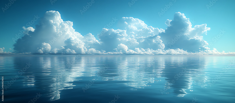 Tropical beach panorama with wide horizon, featuring the stunning meeting point of sky and sea Tropical beach panorama with wide horizon, featuring the stunning meeting point of sky and sea