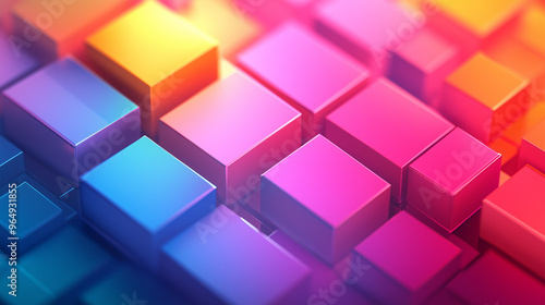 Gradient Cubes 3D Blocks With Soft Color Transitions And Geometric Precision