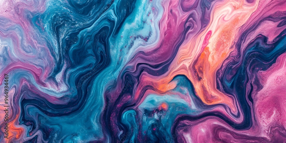 Abstract Swirls of Blue, Pink, and Orange Paint. Abstract Swirls of Blue, Pink, and Orange Paint.