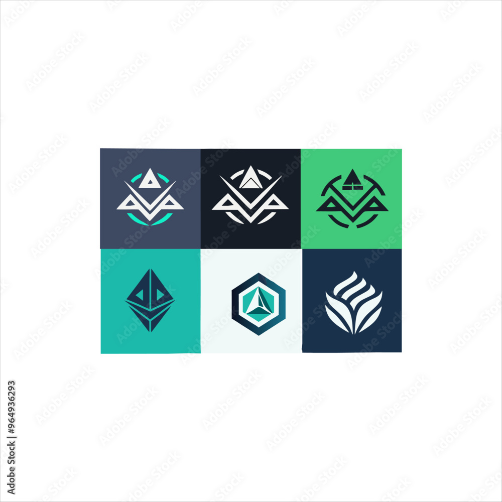 Naklejka premium Minimalist Flat Design Logo: Simple, Clean, and Modern Logo Design with Geometric Shapes and Bold Colors