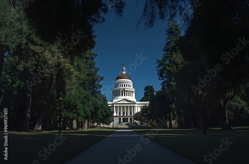 State capital building at night in Sacramento, California photo