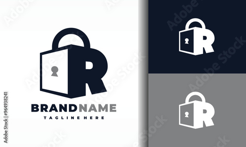 letter R padlock logo