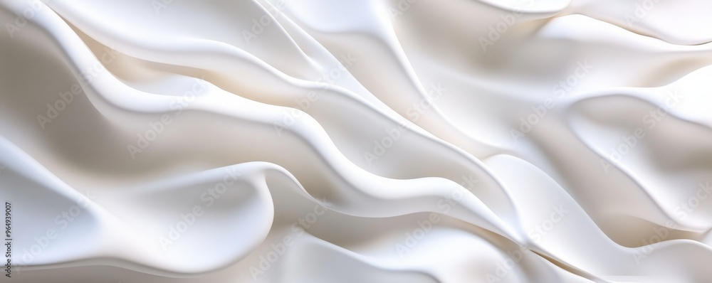 Flowing white silk fabric with elegant folds, abstract artistic concept Flowing white silk fabric with elegant folds, abstract artistic concept