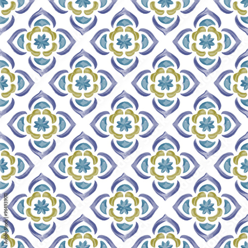 Watercolor medallion pattern Watercolor damask repeat pattern 