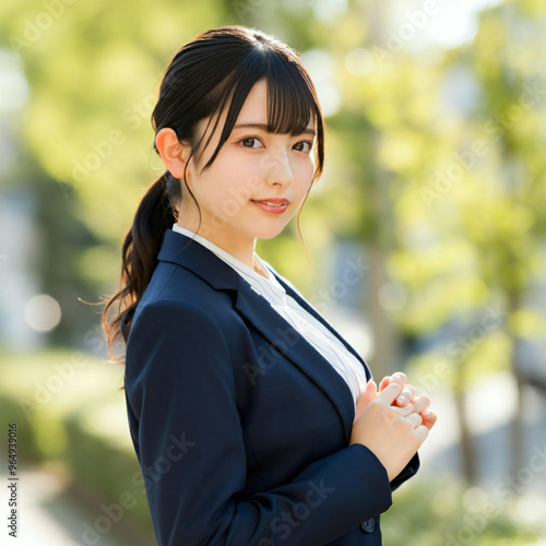 Cute Japanese woman in her 20s, smiling