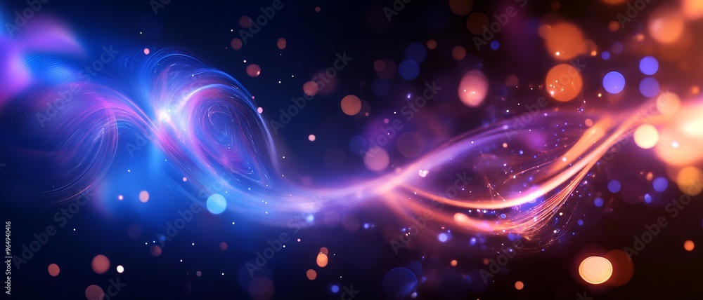 A vibrant swirl of colors and lights, creating an ethereal atmosphere of energy and movement in a mesmerizing digital background.