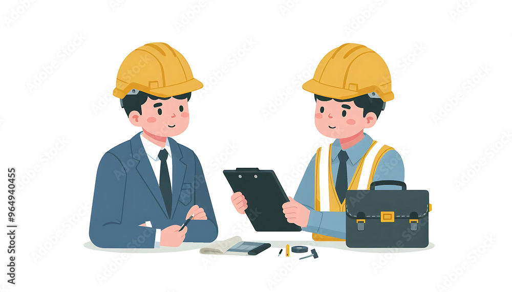 two engineers discuss about a project isolated on white background,two enginners facing each other two engineers discuss about a project isolated on white background,two enginners facing each other