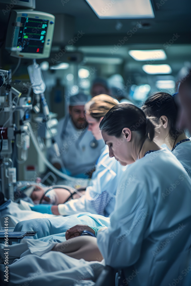 custom made wallpaper toronto digitalIntense Scene in Emergency Room: Medical Professionals Working with Urgency to Save Lives