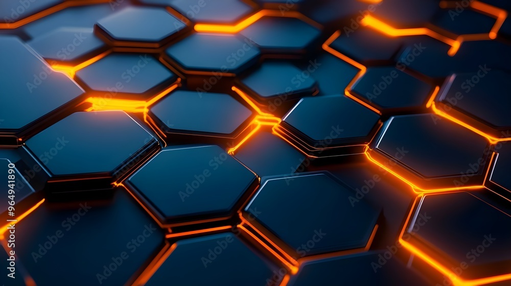 A futuristic hexagonal pattern with glowing orange edges, ideal for technology and digital backgrounds. A futuristic hexagonal pattern with glowing orange edges, ideal for technology and digital backgrounds.