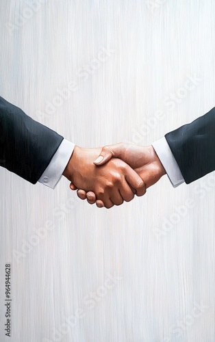 A close-up of a handshake symbolizing partnership, agreement, and collaboration in a professional setting. photo