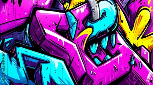 Wallpaper Mural Abstract Graffiti Artwork in Vibrant Colors Torontodigital.ca