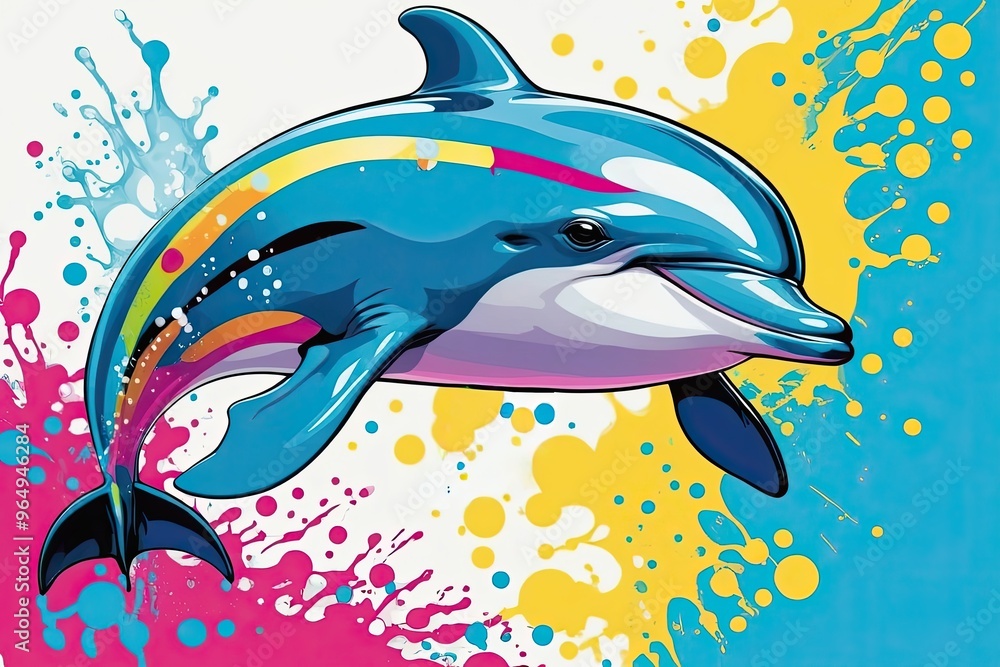 Obraz premium Pop Art Dolphin: Pop Art depiction of a dolphin