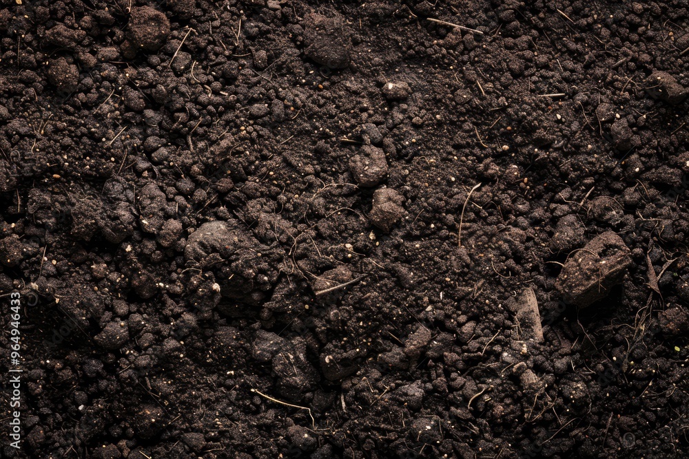 Closeup of dark fertile soil texture Closeup of dark fertile soil texture