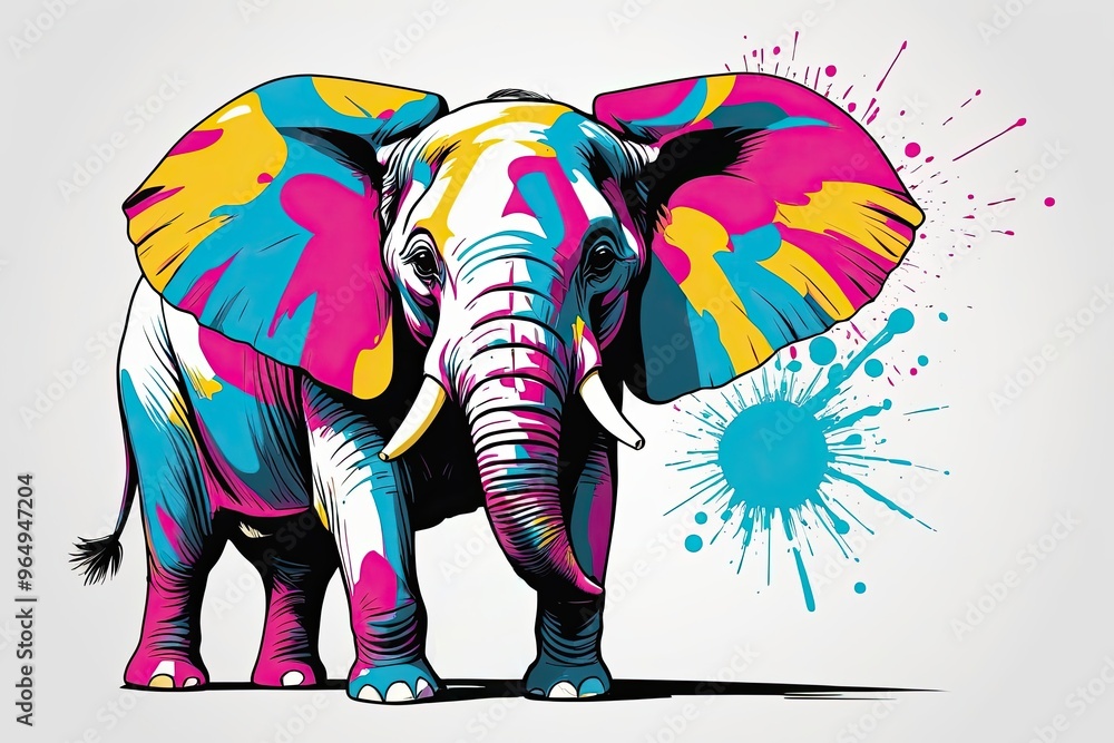 Obraz premium Pop Art Elephant: Pop Art depiction of an elephant