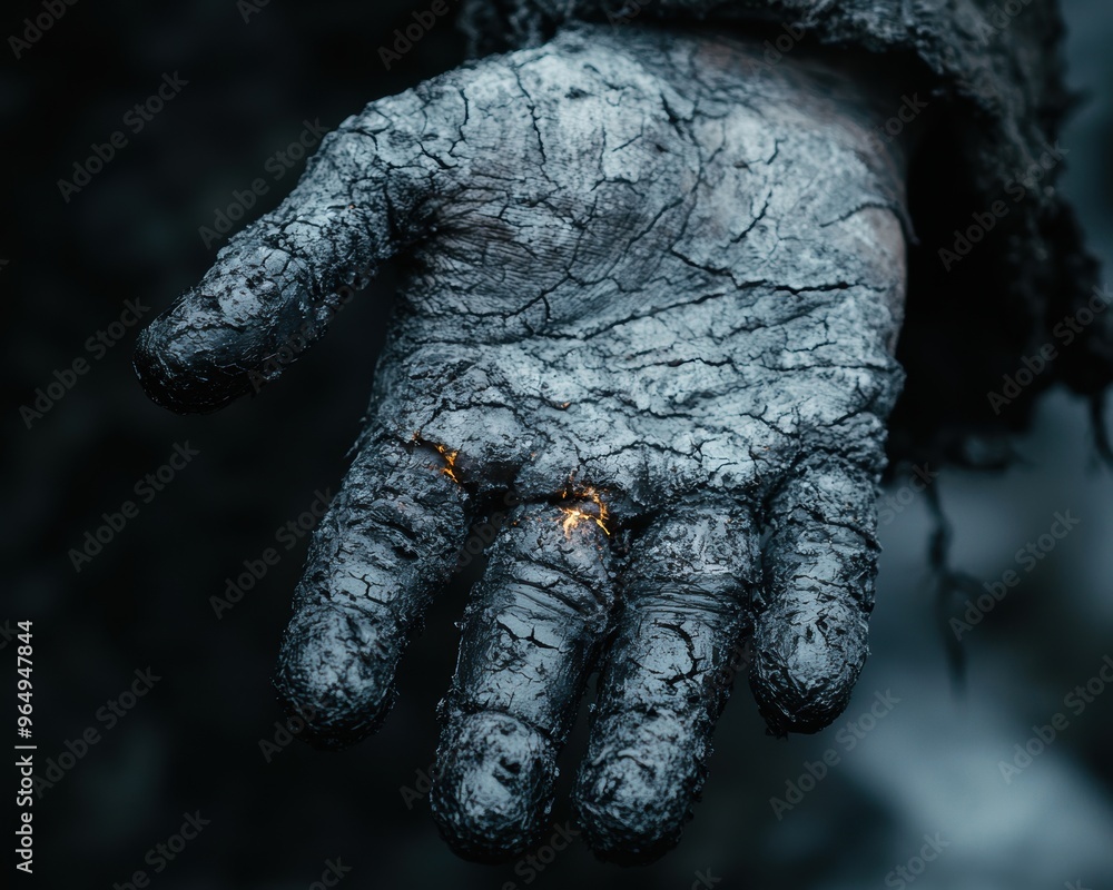 Fototapeta premium Frostbitten hand in the cold