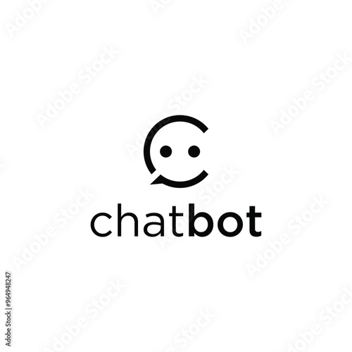 C for chat bot logo icon vector