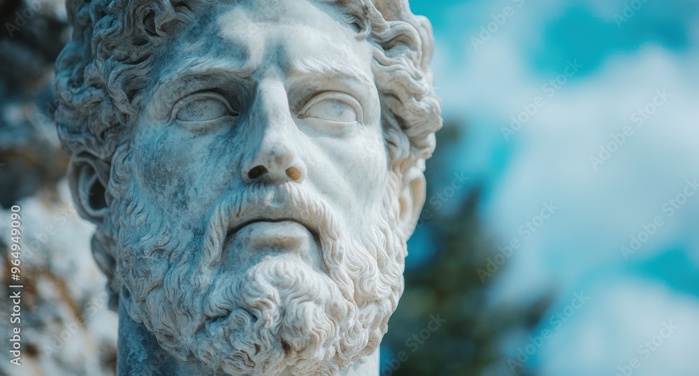 Weathered stone bust with intricate details Weathered stone bust with intricate details