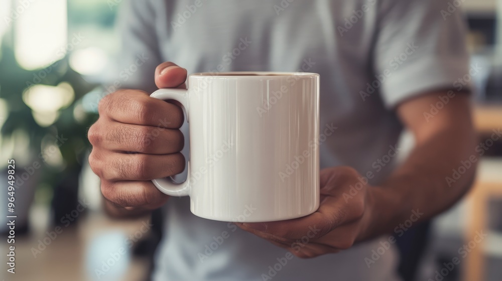 Professional Break: Person Holding 11oz Coffee Mug in Office Environment Professional Break: Person Holding 11oz Coffee Mug in Office Environment