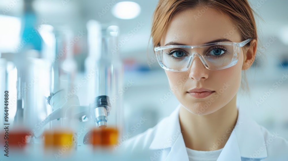 Biologist studying drug absorption using real-time microscopy in a high-tech research facility, crisp colors and details, biotech lab, microscopy Biologist studying drug absorption using real-time microscopy in a high-tech research facility, crisp colors and details, biotech lab, microscopy
