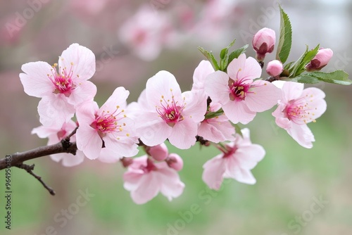 Blooming cherry blossoms on a branch