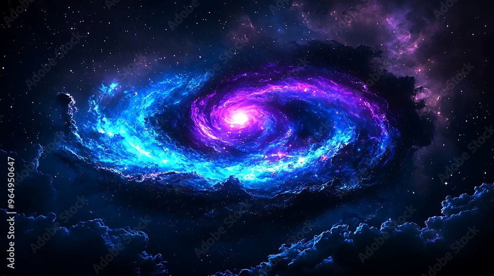 Obraz premium Cosmic swirls of stars and nebula clouds dance in the vastness of the galaxy.