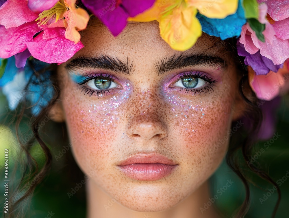 Vibrant floral portrait of a woman Vibrant floral portrait of a woman