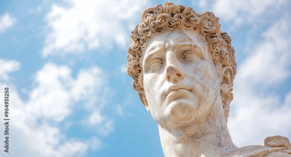 Majestic marble statue against cloudy sky Majestic marble statue against cloudy sky