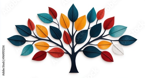 Colorful abstract tree with leaves