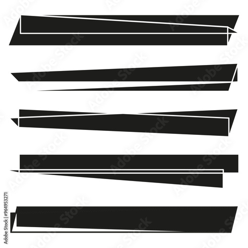 Abstract geometric banners. Angled black shapes. Sharp modern lines. Minimal vector design.