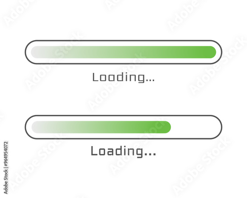 Collection Loading bar status icon. Vector illustration. Set of vector loaded icons. Download progress. Donload or Upload.