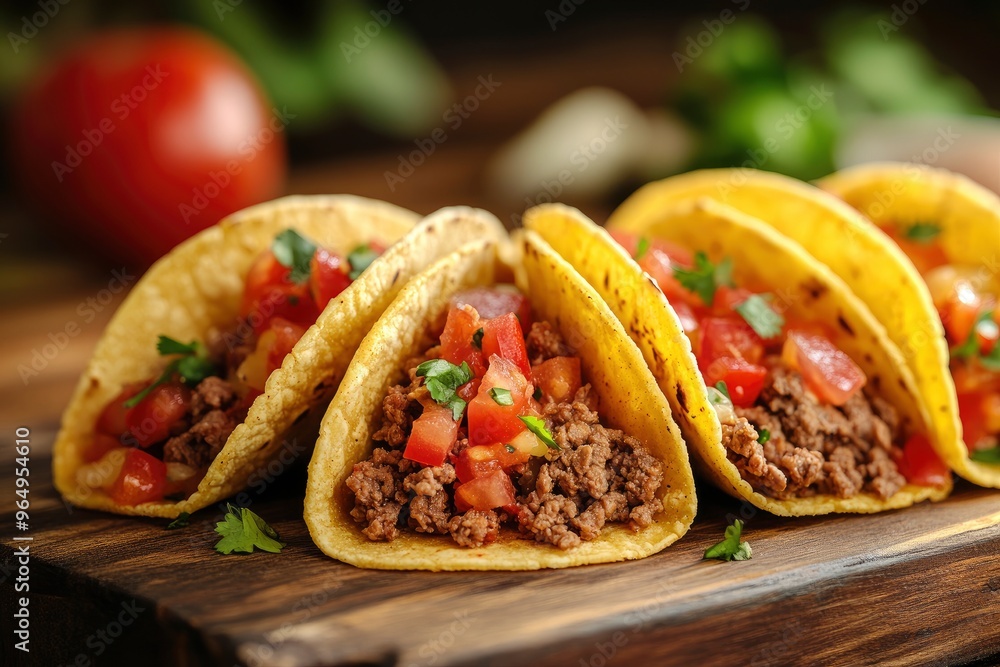 Beef taco, mexican food.Moody Elegance, Rustic Charm, Soft and dreamy lighting, Warm and muted colors, Warm Earthy Tones.Mexican tacos with beef, tomatoes and cheese, ai Beef taco, mexican food.Moody Elegance, Rustic Charm, Soft and dreamy lighting, Warm and muted colors, Warm Earthy Tones.Mexican tacos with beef, tomatoes and cheese, ai