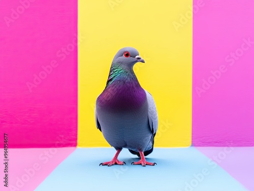 pigeon isolated on colorful background