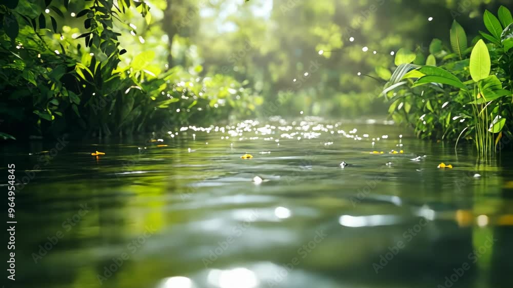 Tranquil Stream in a Lush Forest Tranquil Stream in a Lush Forest
