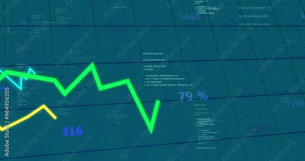 Animation of digital data processing over lines changing on grid Animation of digital data processing over lines changing on grid