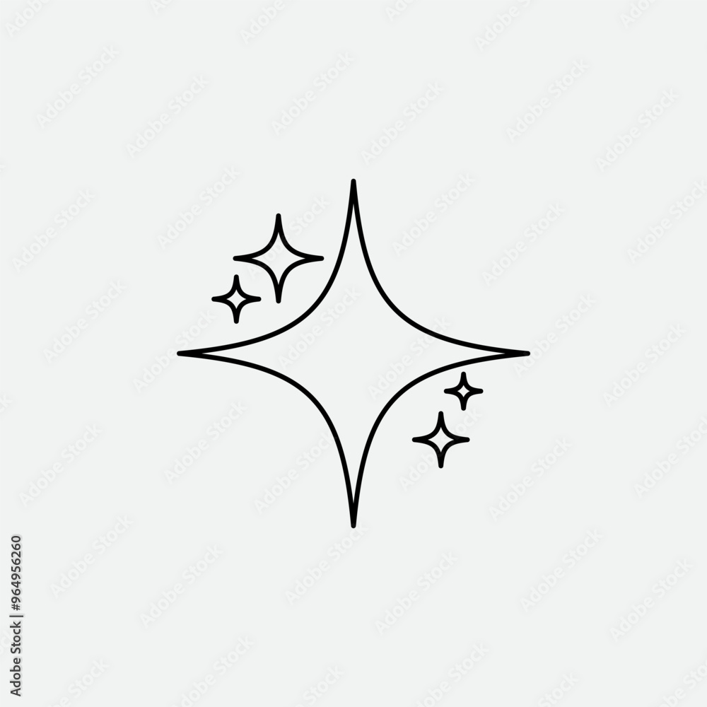 Sparkle Outline Vector Template