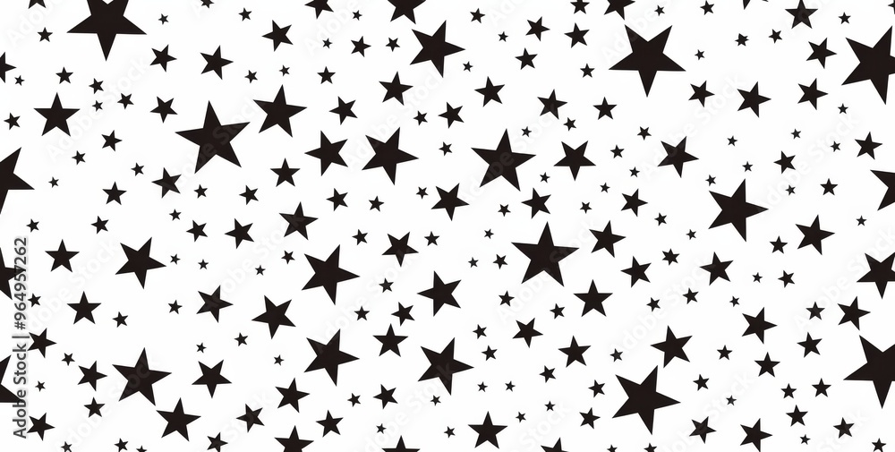 Black Star Pattern on White Background in a Simple and Cute Flat Style Design Black Star Pattern on White Background in a Simple and Cute Flat Style Design