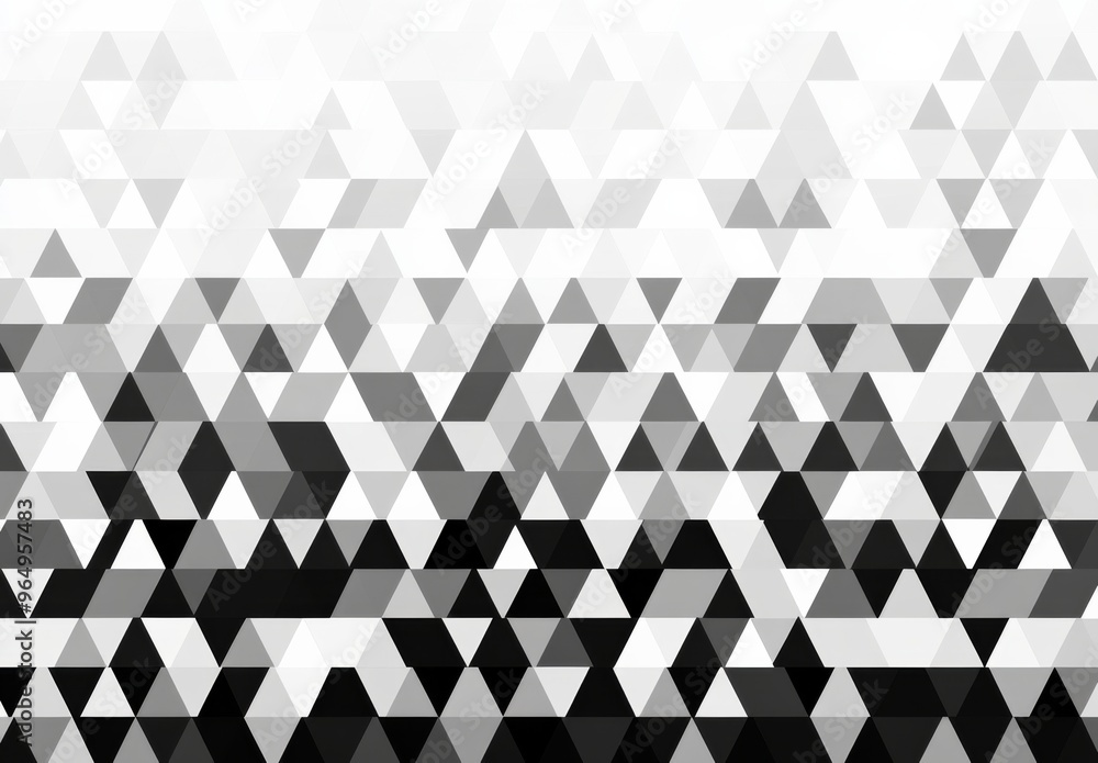 Seamless Ombre Pattern of Small Triangles Transitioning from Black to White, Creating a Minimalist and Modern Design Ideal for Interior Decoration and Graphic Art
Seamless Ombre Pattern of Small Triangles Transitioning from Black to White, Creating a Minimalist and Modern Design Ideal for Interior Decoration and Graphic Art
