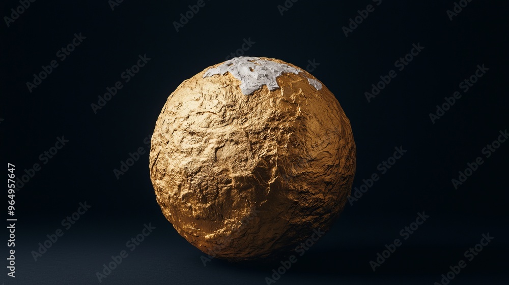 A stunning gold-textured sphere against a dark background, symbolizing wealth, luxury, and creative design in modern art.