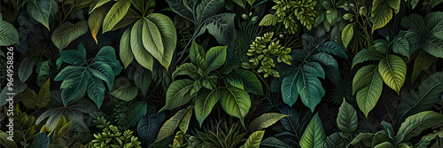 Wallpaper Mural green leaves botanical colorful background organic ecology nature tropical Torontodigital.ca