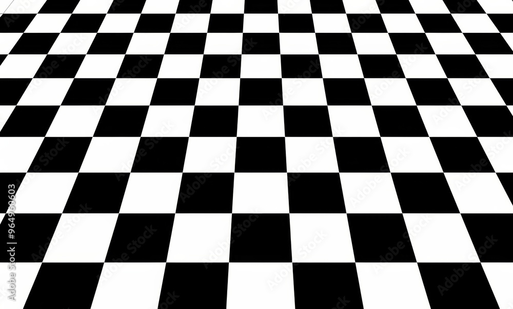 Obraz premium Black and White Checkered Pattern in Clip Art Style with Large Squares